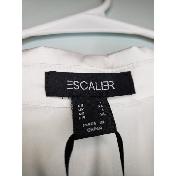 Escalier Womens Sz L Blouse Hidden Button Front Long Sleeve White Silky Top NWT - Picture 8 of 9